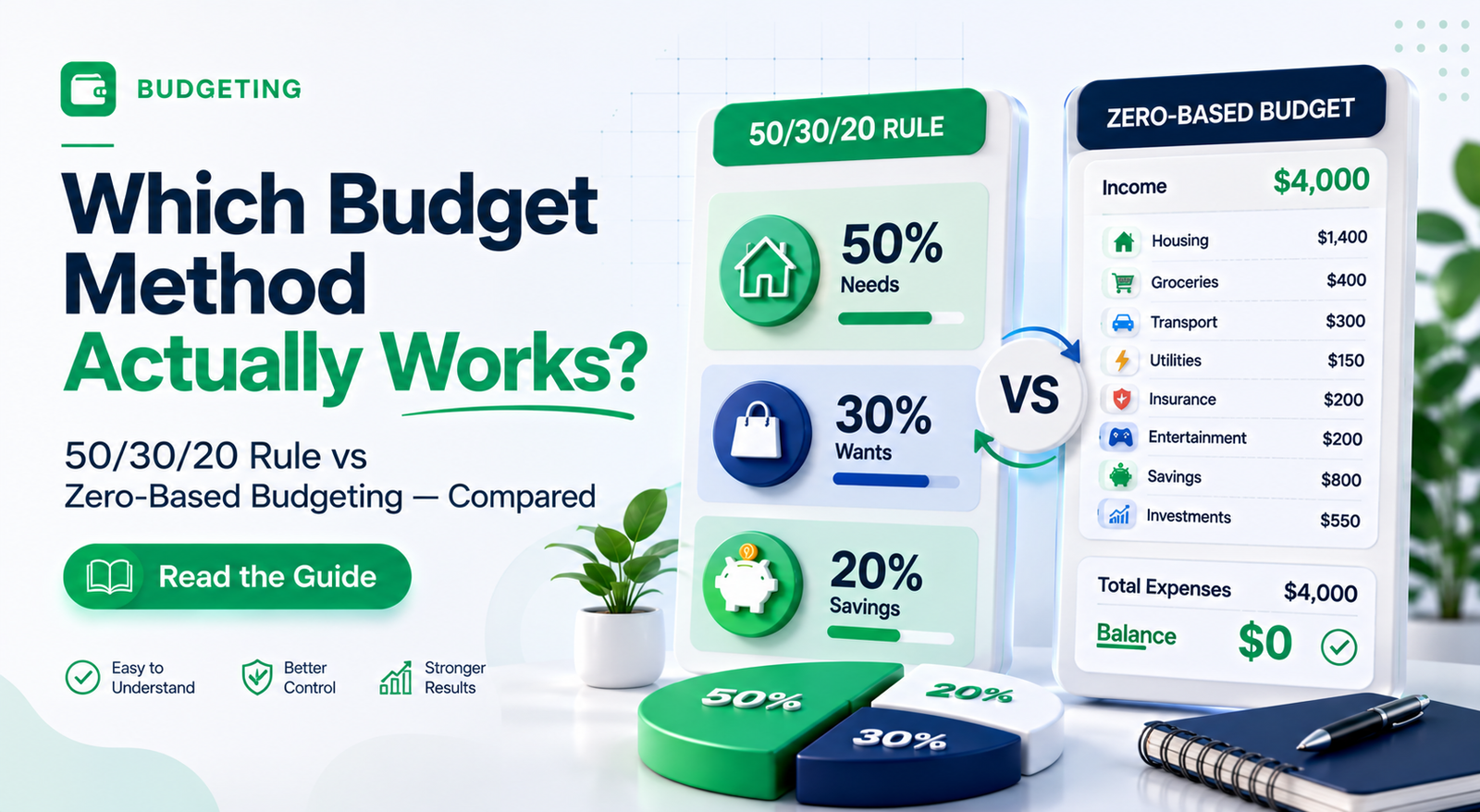 Comparison of 50/30/20 budgeting rule and zero-based budgeting method