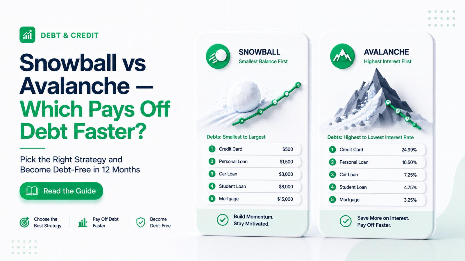 Debt snowball vs debt avalanche repayment method comparison